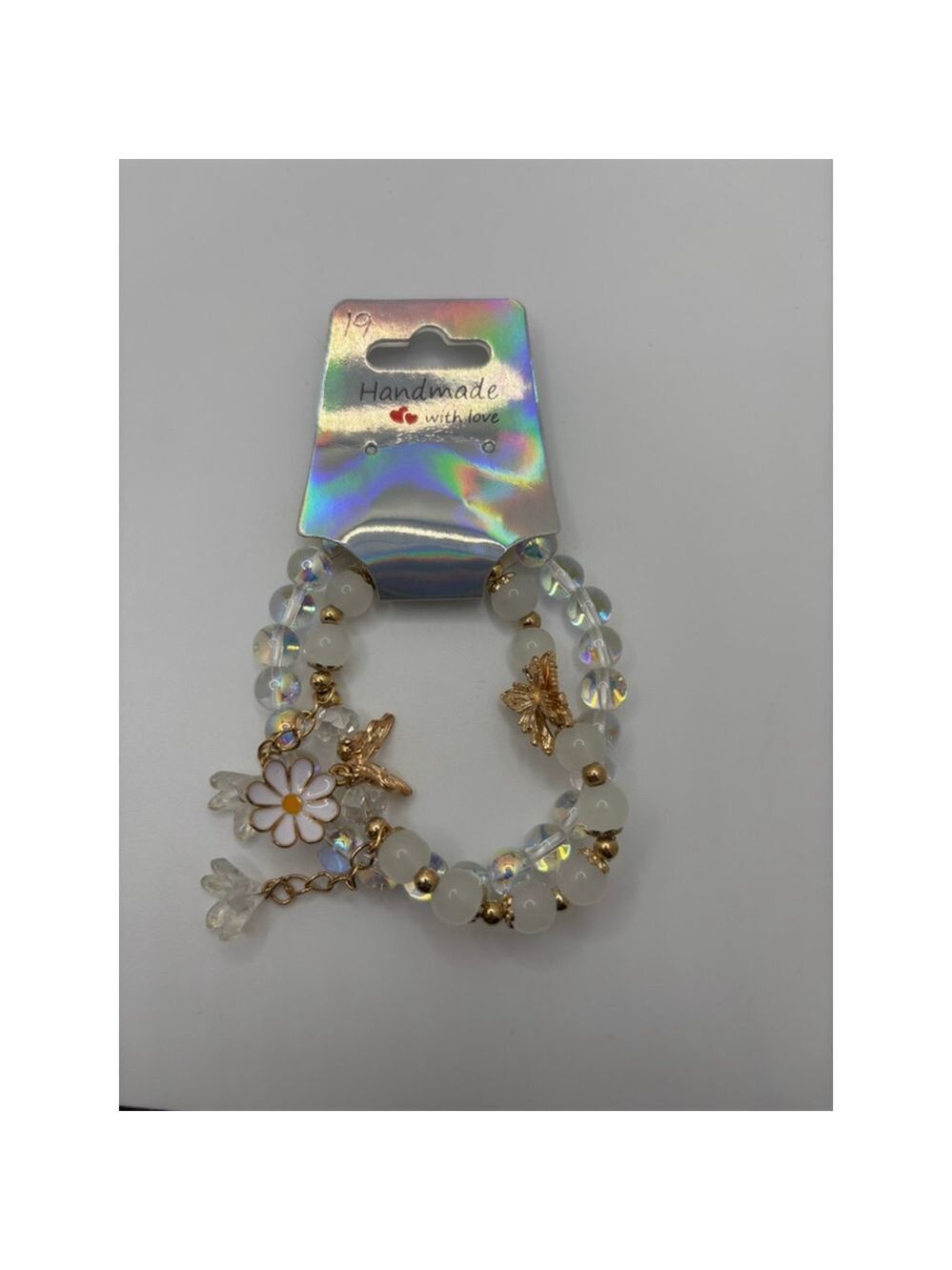 White Gold Daisy Charm Bracelet NWOT